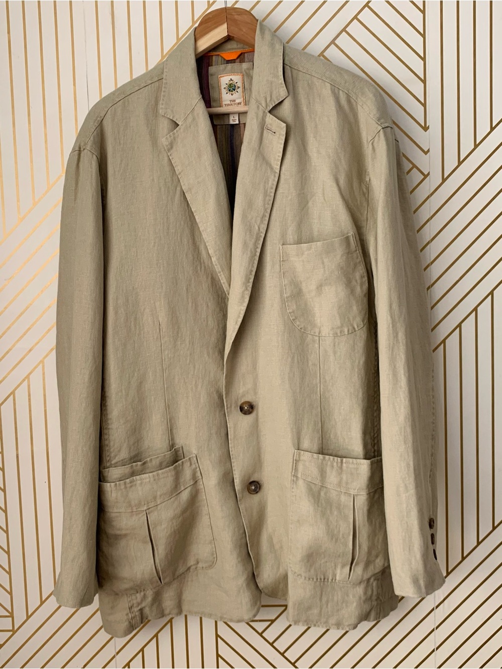 The Territory Ahead 100% Linen Blazer Jacket Coastal Minimalist Sport Coat L